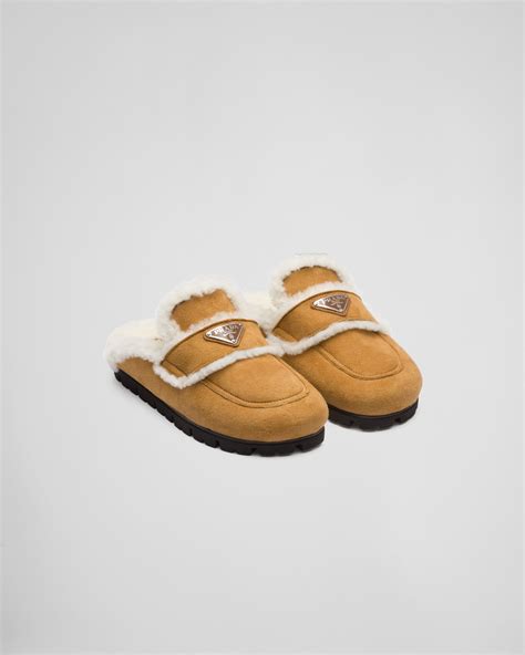 prada quilted slippers|Prada shearling slippers.